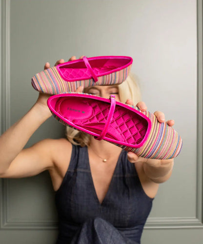 The Hummingbird Mary Jane Grosgrain - Hot Pink Multi Stripe