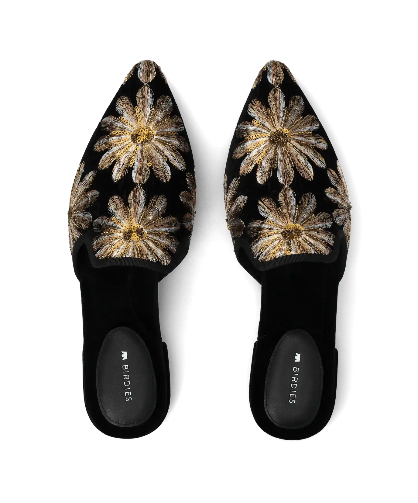 The Goldfinch 15 Mule - Black Gold Starburst Velvet