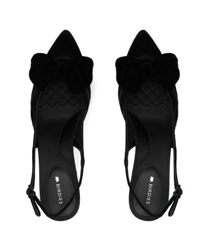 The Goldfinch Kitten Heel - Black Velvet Mesh