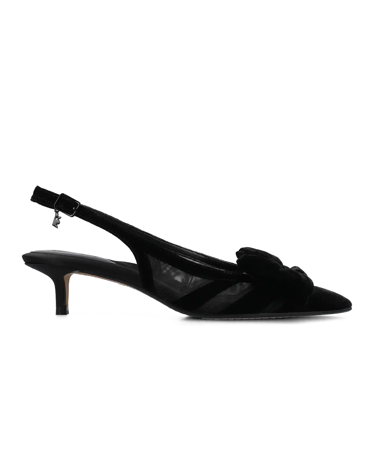 The Goldfinch Kitten Heel - Black Velvet Mesh