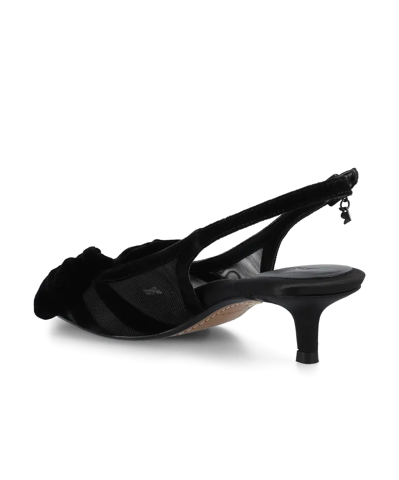 The Goldfinch Kitten Heel - Black Velvet Mesh