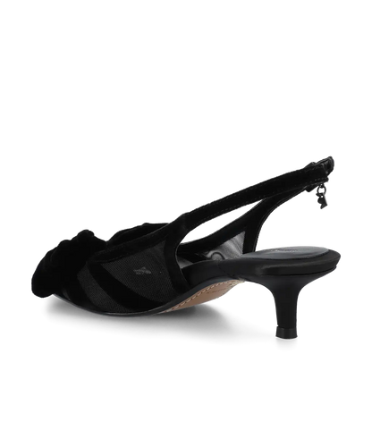 The Goldfinch Kitten Heel - Black Velvet Mesh