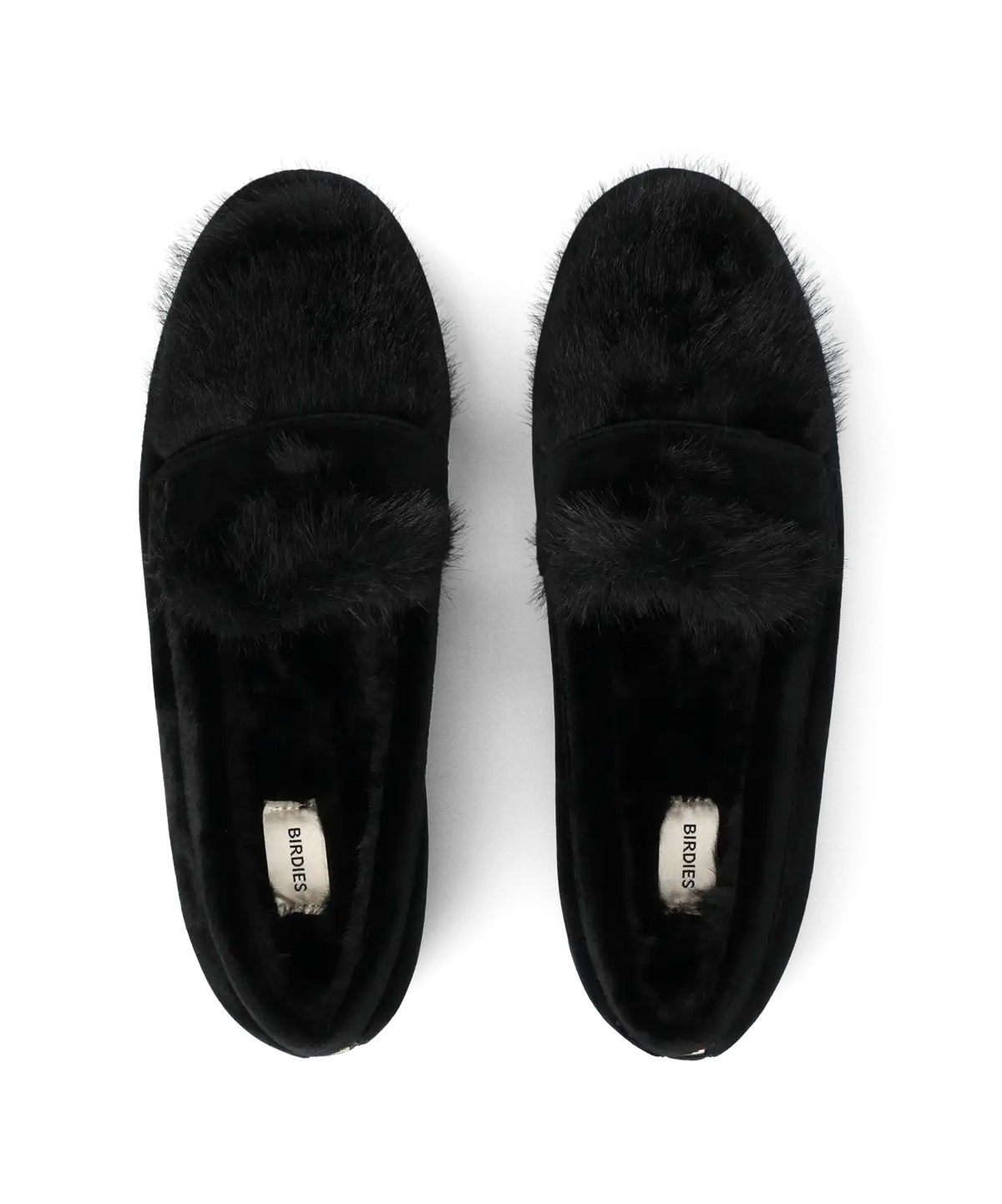 The Heron Loafer Cozy - Black Velvet Faux Fur
