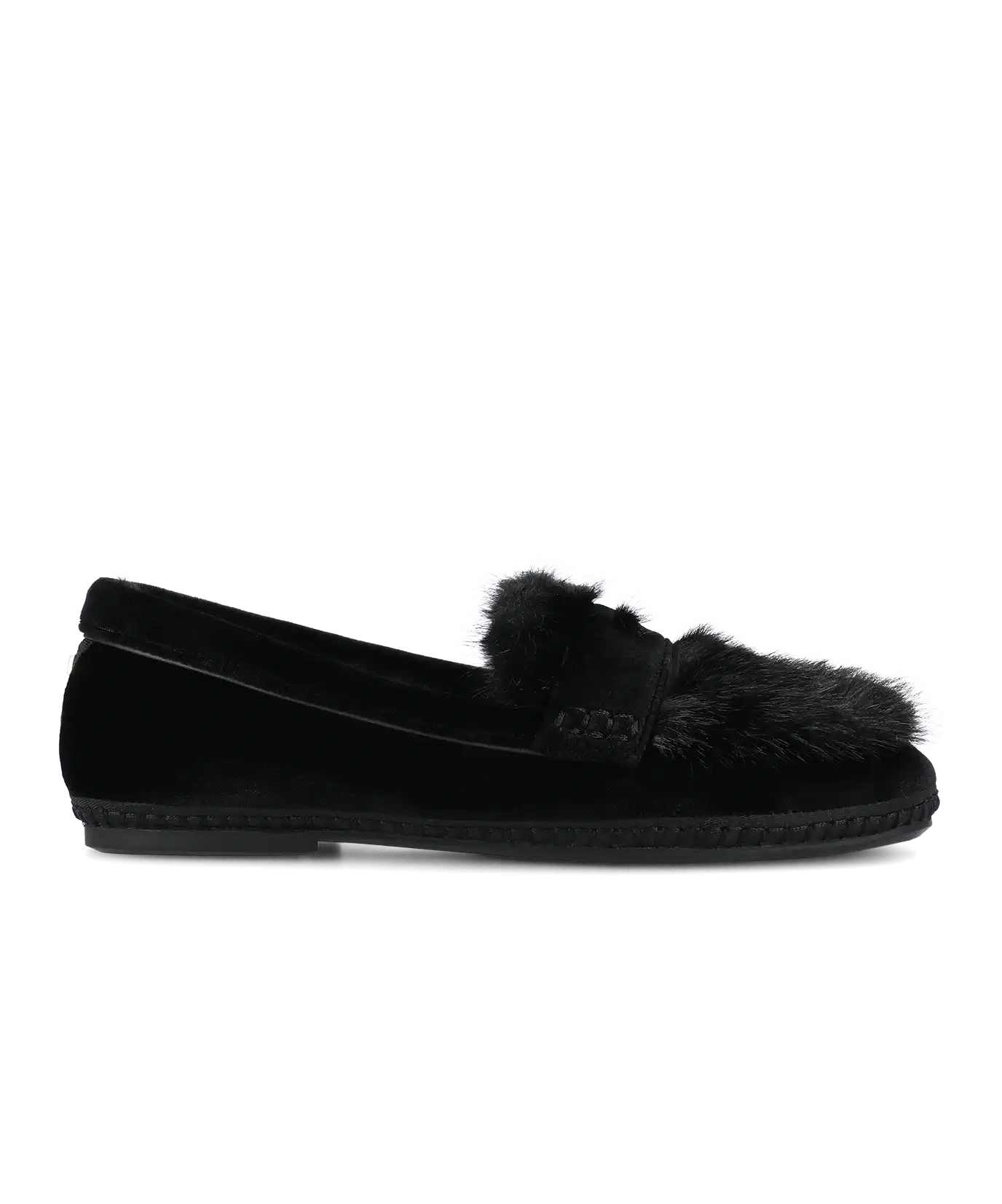 The Heron Loafer Cozy - Black Velvet Faux Fur