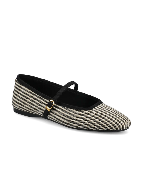 The Hummingbird Mary Jane - Black/Off White Two Tone Raffia