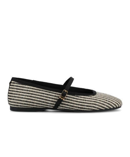 The Hummingbird Mary Jane - Black/Off White Two Tone Raffia