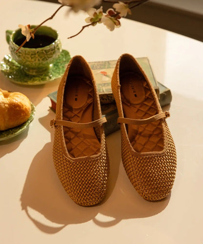 The Hummingbird Mary Jane - Gold Woven Satin