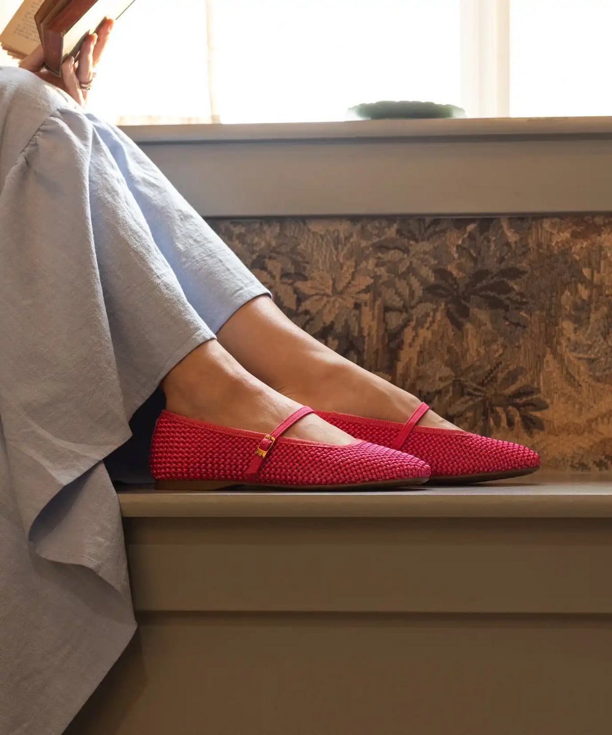 The Hummingbird Mary Jane - Hot Pink Woven Satin