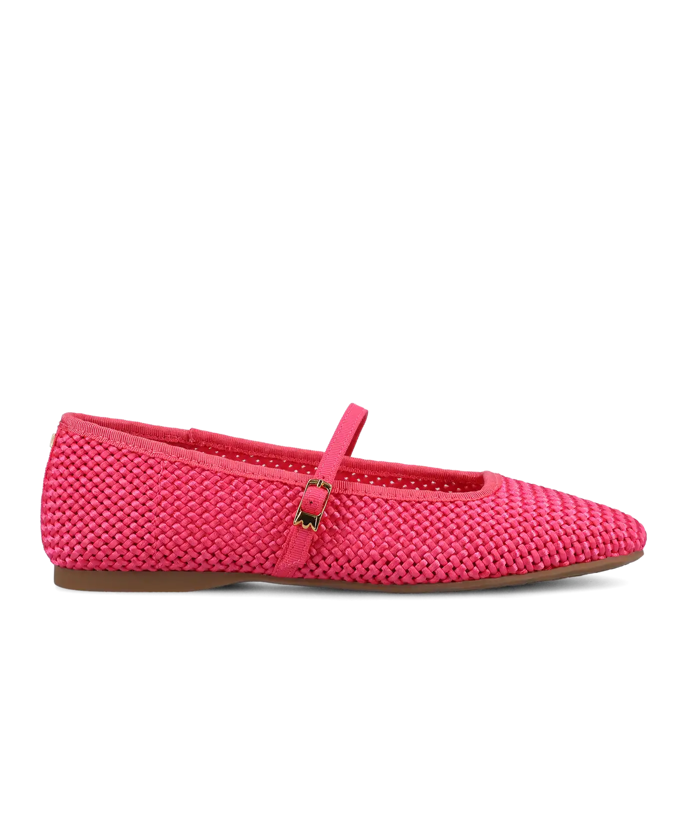 The Hummingbird Mary Jane - Hot Pink Woven Satin