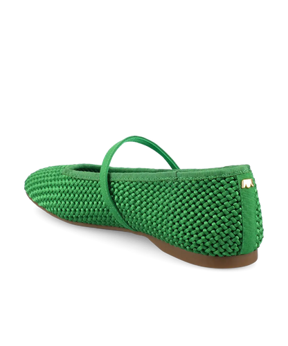 The Hummingbird Mary Jane - Kelly Green Woven Satin