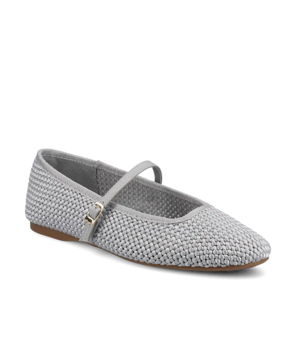 The Hummingbird Mary Jane - Silver Woven Satin