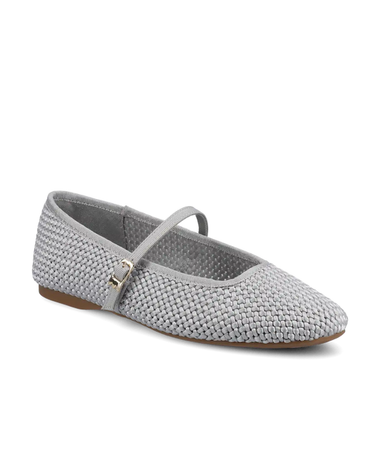The Hummingbird Mary Jane - Silver Woven Satin