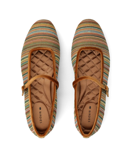 The Hummingbird Mary Jane Grosgrain - Tan Multi Stripe