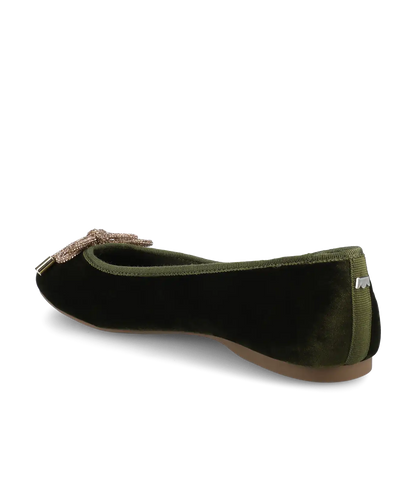 The Hummingbird - Evergreen Velvet Jeweled Bow