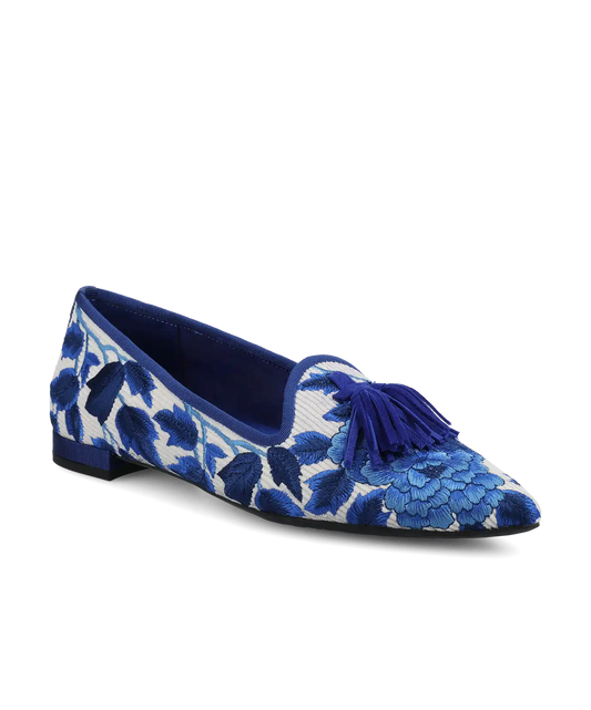The Starfinch 15 Tassel - Empire Blue Teatime Embroidery