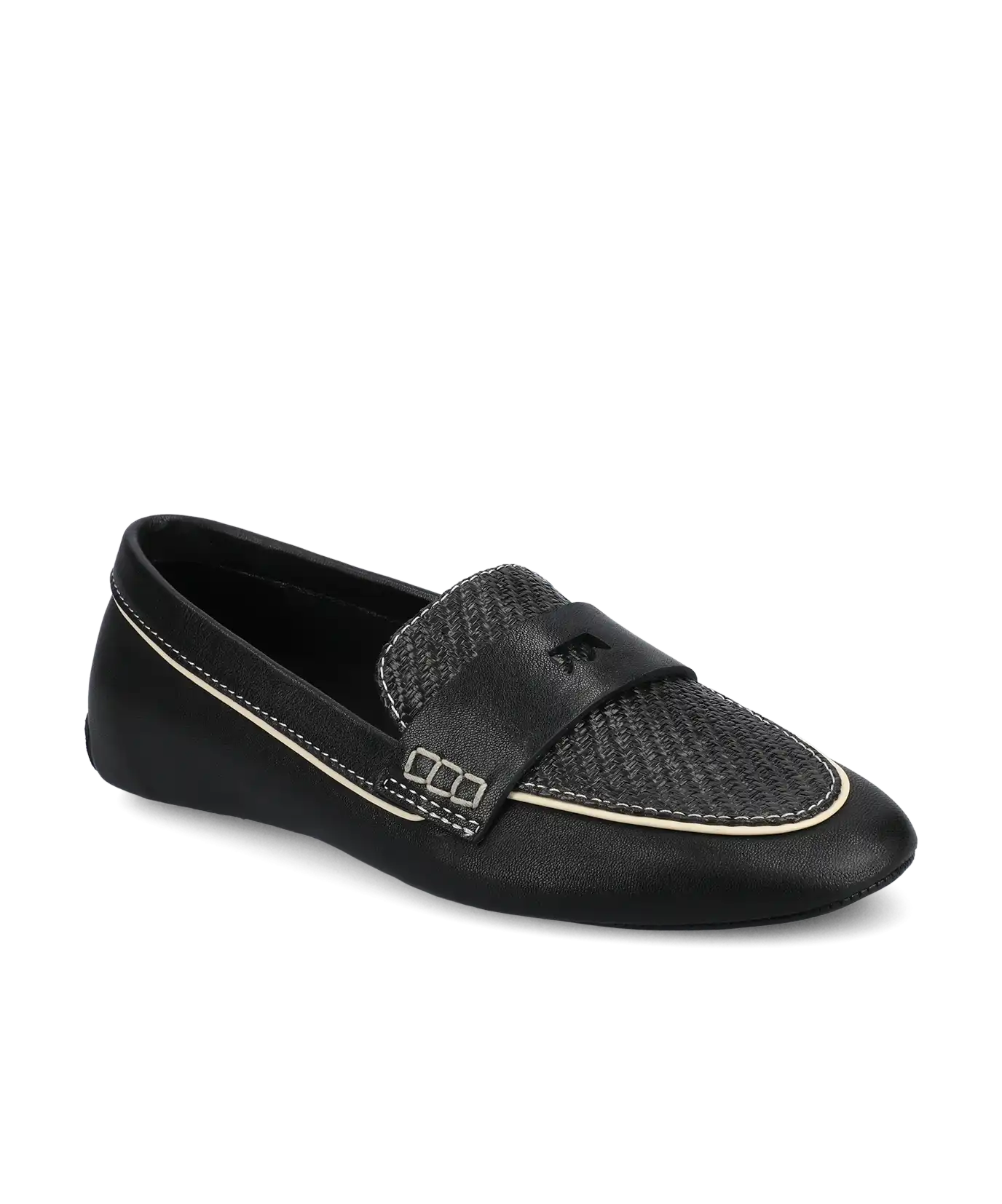 The Vesper Driver - Black Leather Raffia