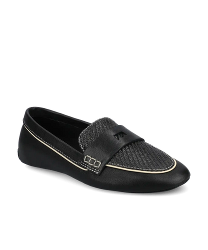The Vesper Driver - Black Leather Raffia