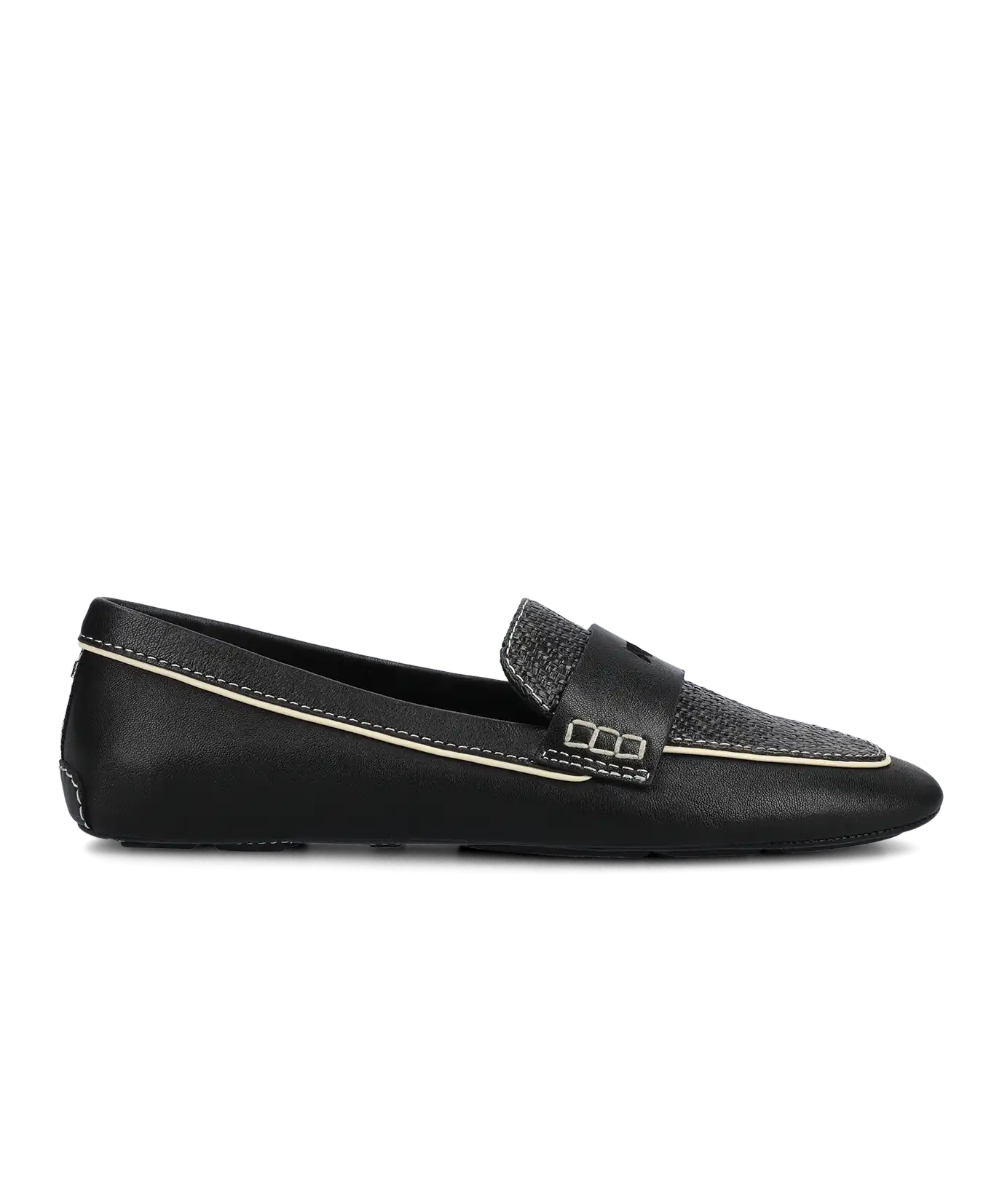 The Vesper Driver - Black Leather Raffia