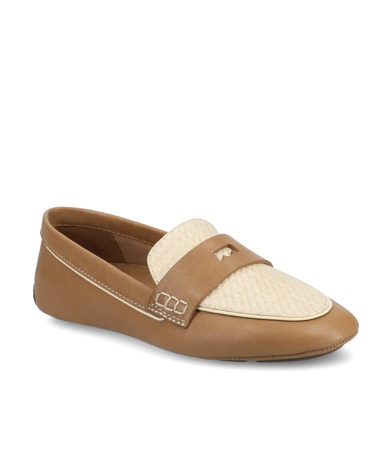 The Vesper Driver - Cappuccino Leather Raffia